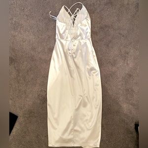 Lulu’s White satin bachelorette/bridal shower party dress